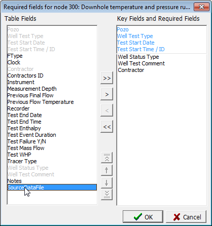 Double-click on field to add to Required Fields list